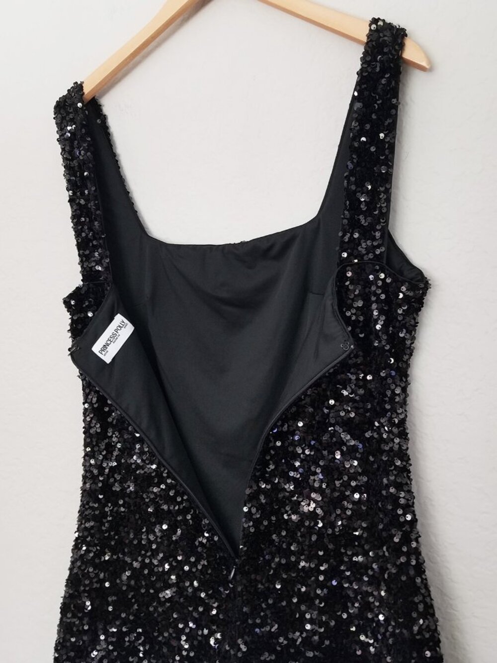 Princess Polly Miss Me Sequin Square Neck Mini Dress Black Size 10 Party $85 - Picture 10 of 16